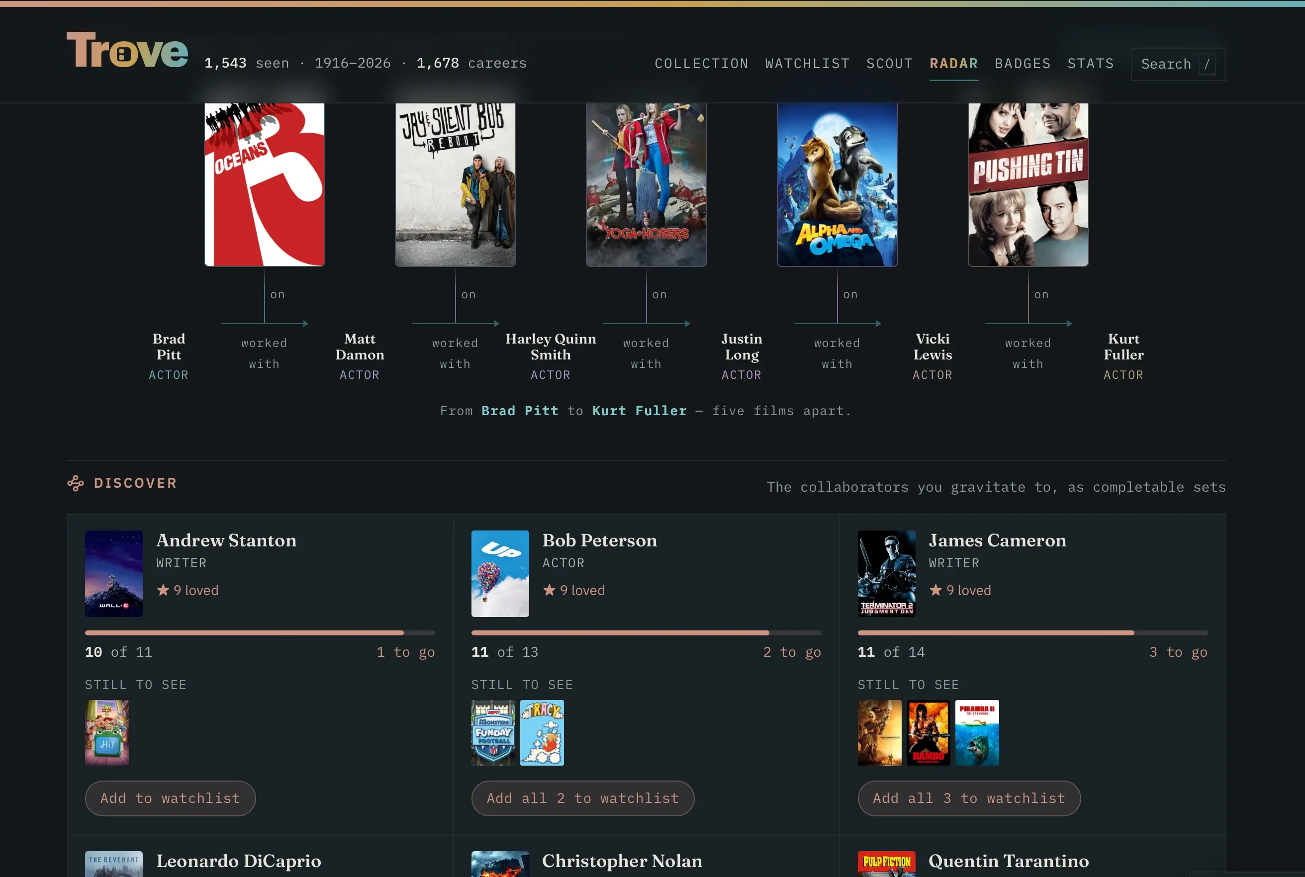 Gallery Image - Film app screen connecting actors through shared films